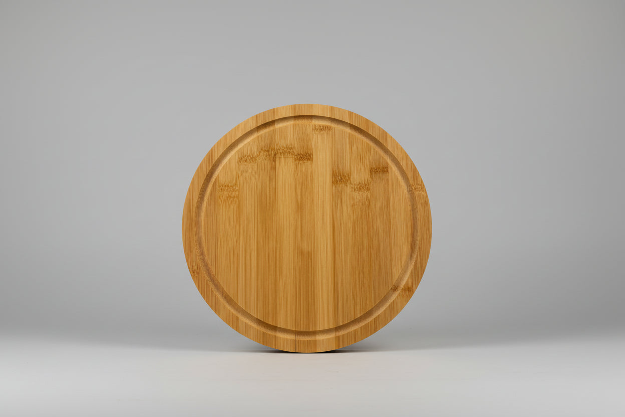 Gepersonaliseerde Ronde Serveerplank Bamboe Hout Dia. 30 cm - Timber-Works