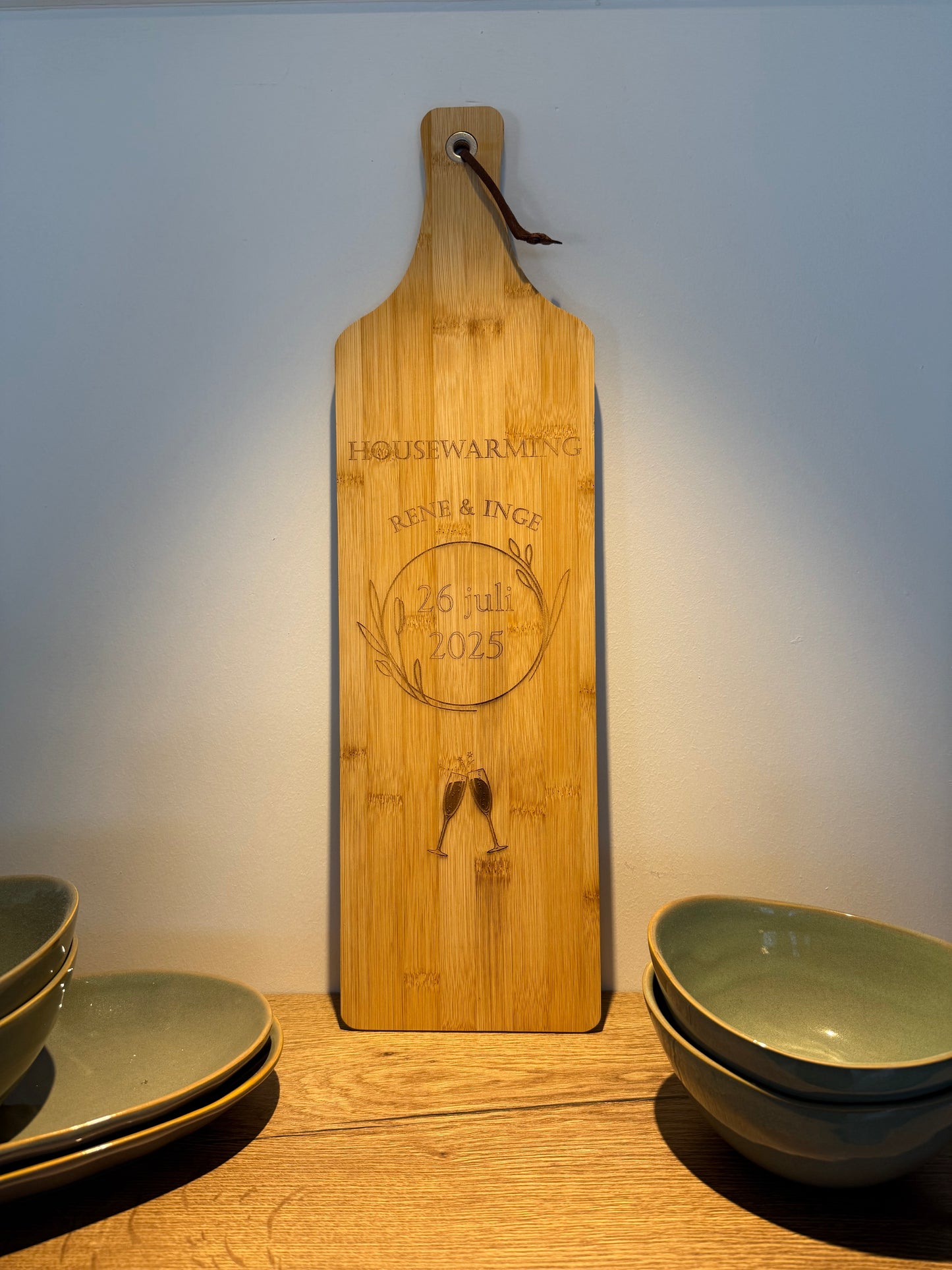 Gepersonaliseerde Borrelplank Bamboe Hout Lang 57 cm