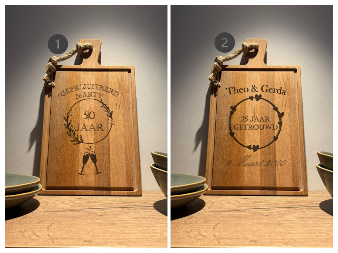 Gepersonaliseerde Steakplank Beukenhout Groot Rechthoek 40 x 23 x 2 cm