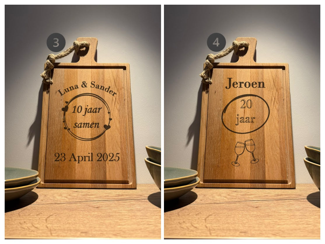 Gepersonaliseerde Steakplank Beukenhout Groot Rechthoek 40 x 23 x 2 cm