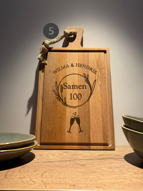 Gepersonaliseerde Steakplank Beukenhout Groot Rechthoek 40 x 23 x 2 cm