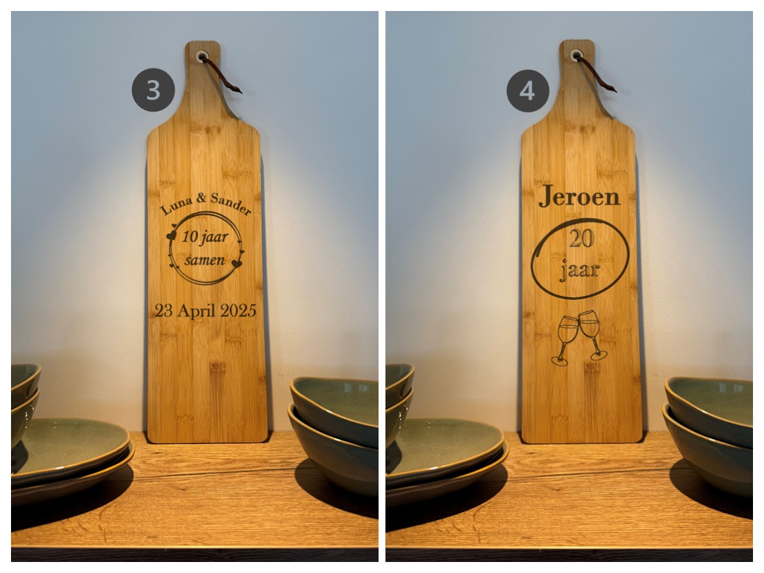 Gepersonaliseerde Borrelplank Bamboe Hout Lang 57 cm