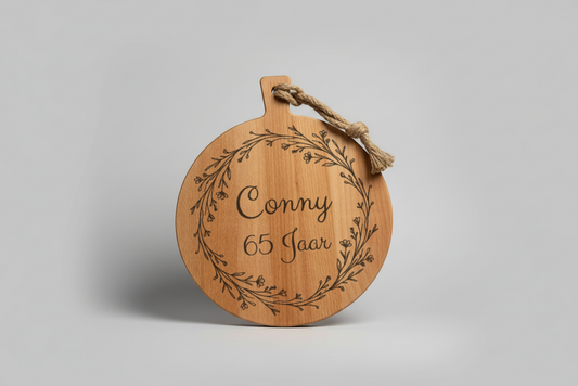 Gepersonaliseerde Serveerplank Beukenhout Rond Ø 30 x 1,5 cm - Timber-Works