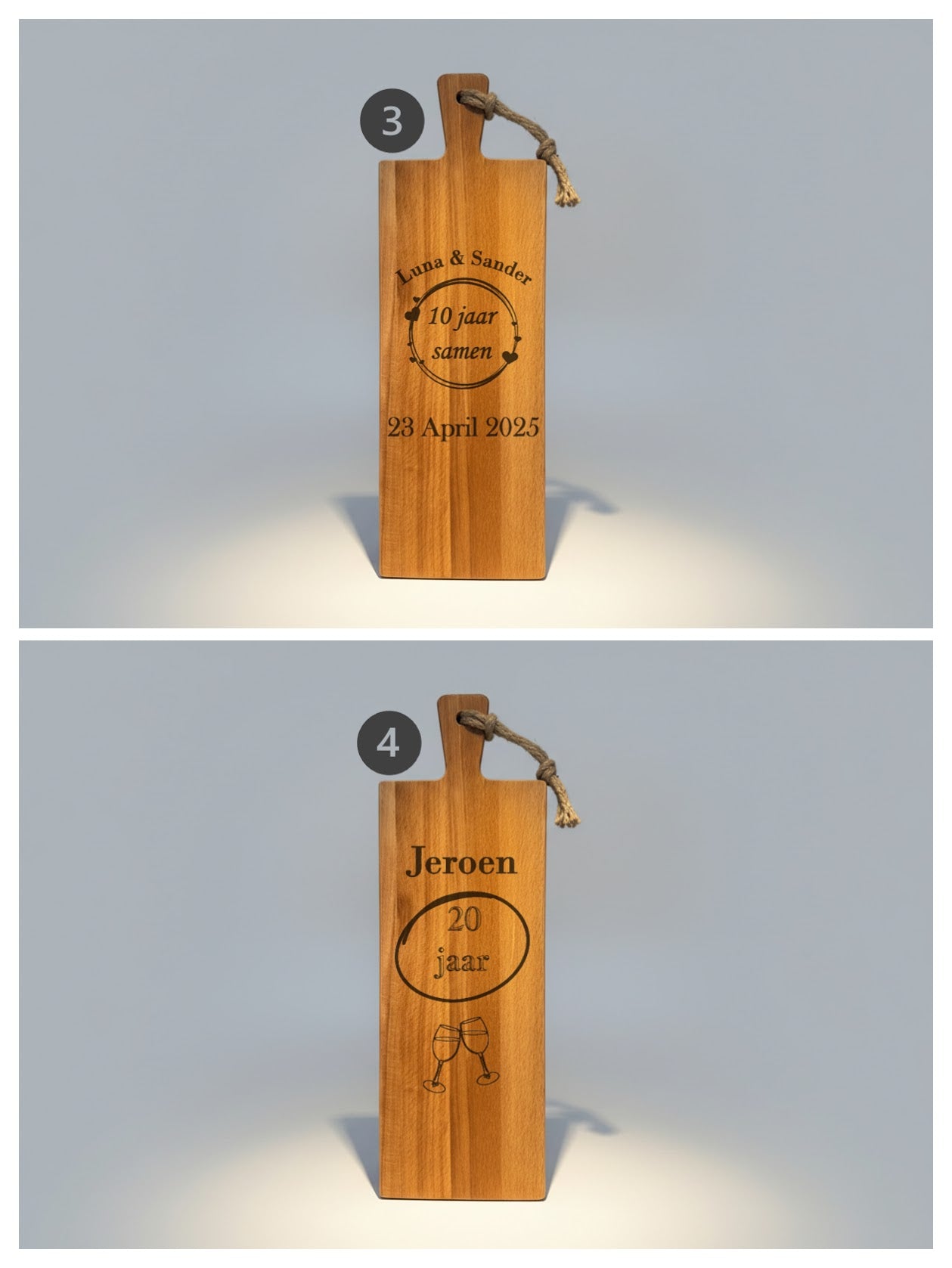 Gepersonaliseerde Serveerplank Beukenhout Extra Groot 59 x 20 x 2 cm - Timber-Works