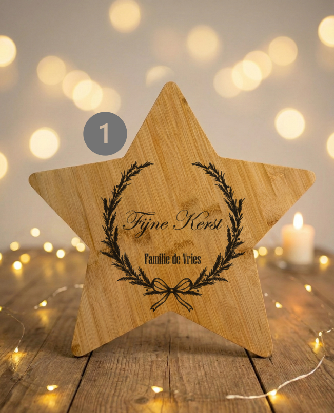 Gepersonaliseerde Borrelplank Ster 34 cm - Timber-Works