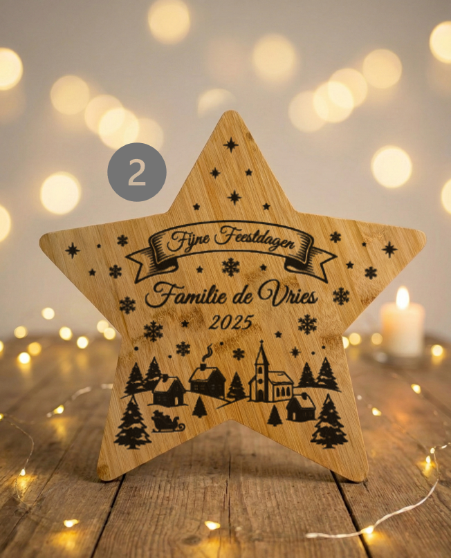 Gepersonaliseerde Borrelplank Ster 34 cm - Timber-Works