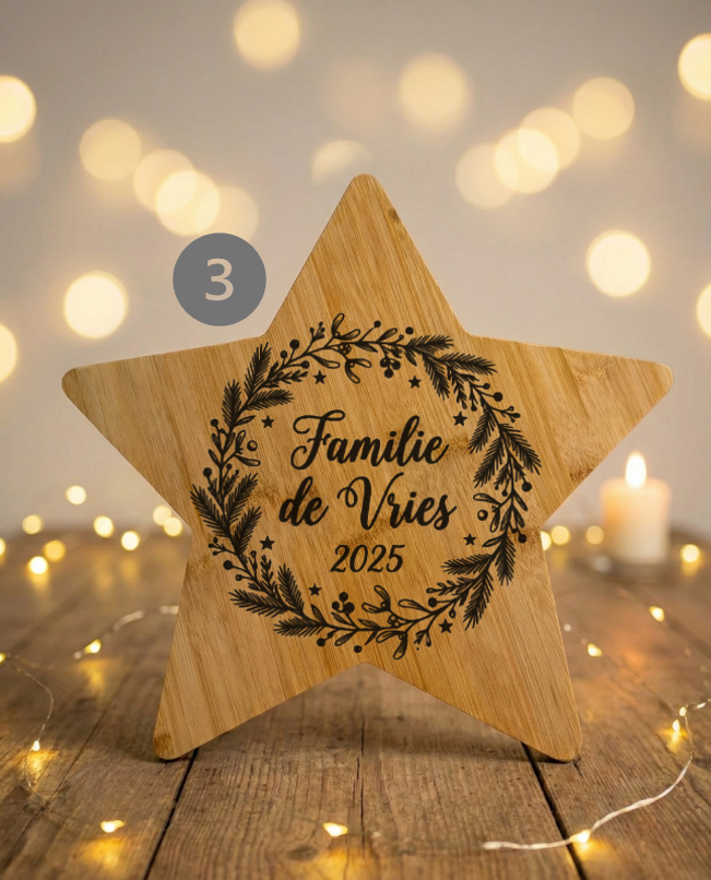 Gepersonaliseerde Borrelplank Ster 34 cm - Timber-Works