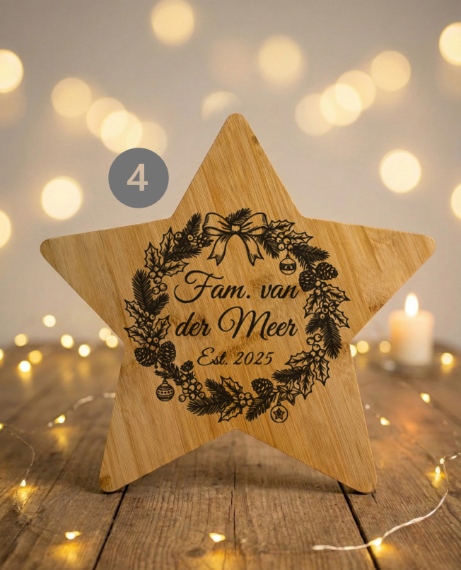 Gepersonaliseerde Borrelplank Ster 34 cm - Timber-Works