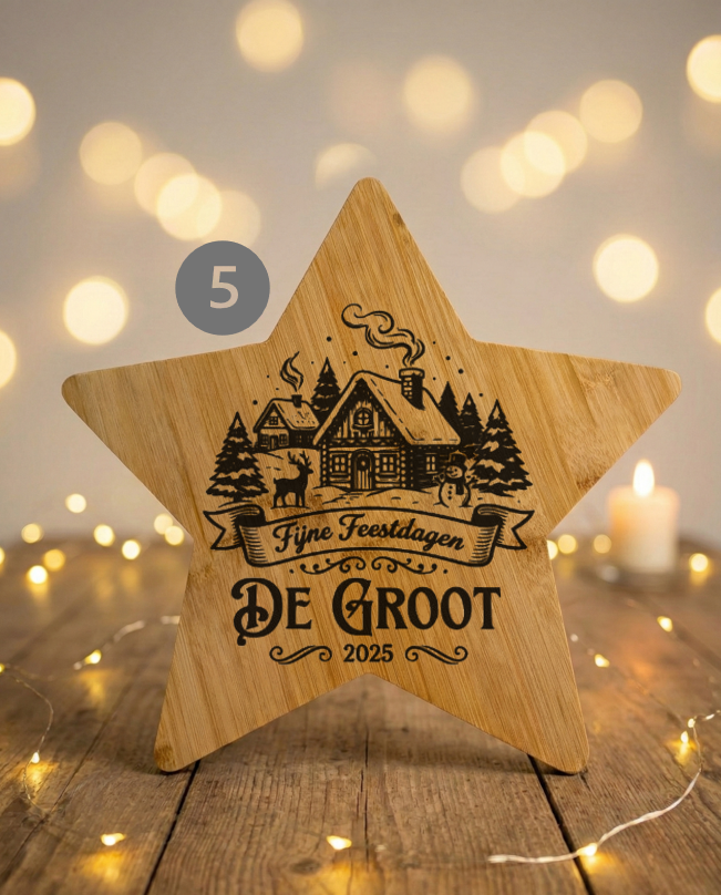 Gepersonaliseerde Borrelplank Ster 34 cm - Timber-Works