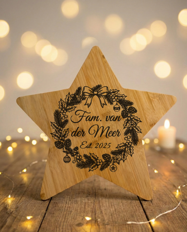 Gepersonaliseerde Borrelplank Ster 34 cm - Timber-Works