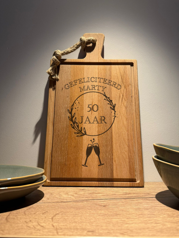 Gepersonaliseerde Steakplank Beukenhout Groot Rechthoek 40 x 23 x 2 cm